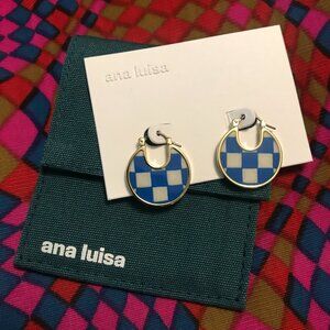 Ana Luisa Hana checker enamel earrings in blue